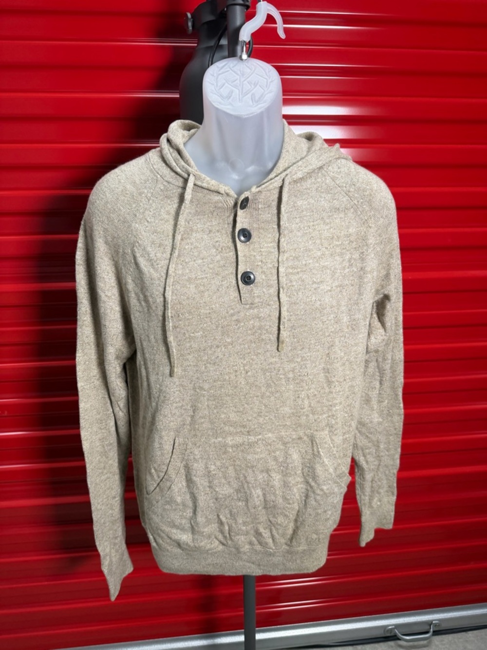 Banana Republic Beige Hooded Henley Pullover
